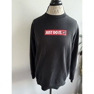 Nike Just Do It Box Logo Crew Neck Sweatshirt Adult M, Black‎ Swoosh Athletic